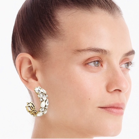 NWT J. Crew crystal cluster hoop earrings - Picture 6 of 6